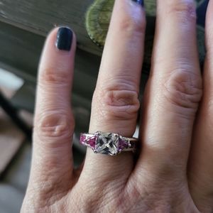 Sterling Silver and Pink Moissanite ring